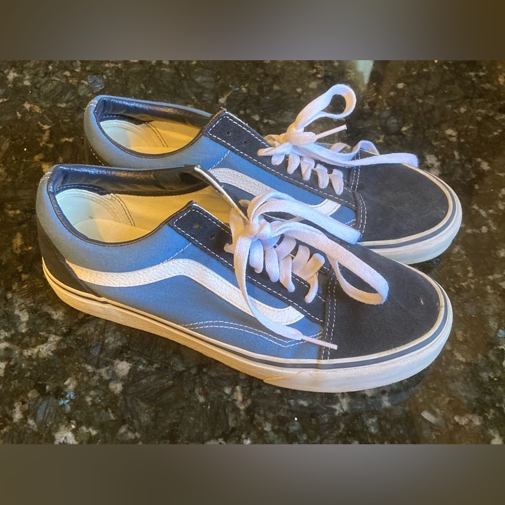 Blue and White Sneakers
